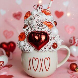 "XOXO" Faux Whipped Cream Mug Decoration |  Tiered Tray Decor